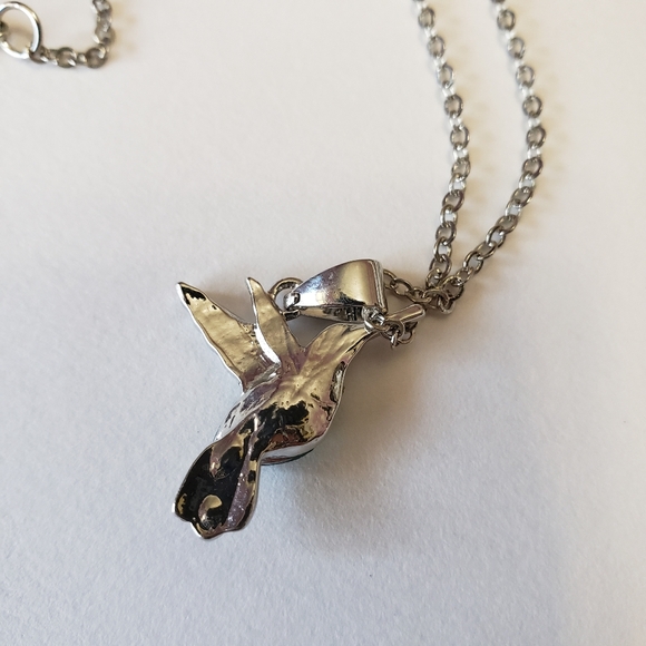 Silver tone Fashion Crystal Hummingbird Pendant Necklace Exquisite Shiny Zircon - Picture 10 of 10